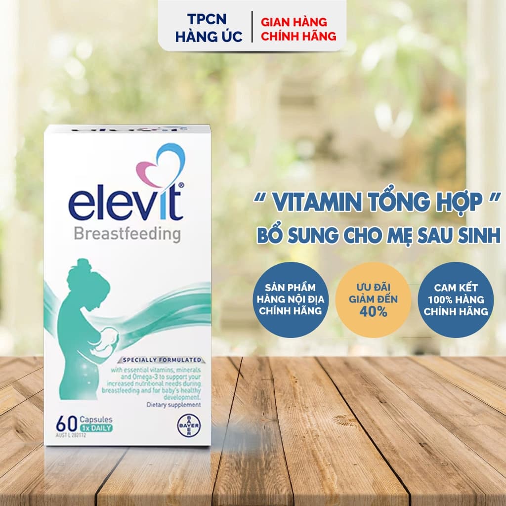 Viên uống Elevit Sau Sinh Breastfeeding của Úc bổ sung vitamin, khoáng chất cho phụ nữ sau sinh và cho con bú 60 viên