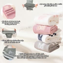 Tất Đùi Vớ Đùi Cho Bé Chất Cotton Tăm Siêu Ấm Dài Qua Gối Phối Kẻ Cổ Hoạ Tiết Chữ M Phong Cách Hàn Từ 5-10T Mã te107 3