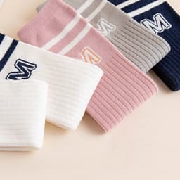 Tất Đùi Vớ Đùi Cho Bé Chất Cotton Tăm Siêu Ấm Dài Qua Gối Phối Kẻ Cổ Hoạ Tiết Chữ M Phong Cách Hàn Từ 5-10T Mã te107 8