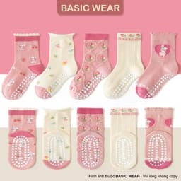 Set 5 Đôi Tất Cổ Cao Chống Trơn Cho Bé Trai Bé Gái 1-12 Tuổi, Tất Cổ Cao Chống Trơn Trượt Cho Bé 4