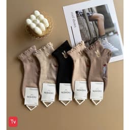 SÉT 10 ĐÔI TẤT NỮ BÈO NƠ XINH SẮN PHỐI MẦU ,NÂU BE ,ĐEN 2