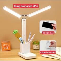 Đèn học LED 2 cánh gập tích điện đa năng kèm ống cắm bút – Bảo vệ mắt- thiết kế hiện đại 3