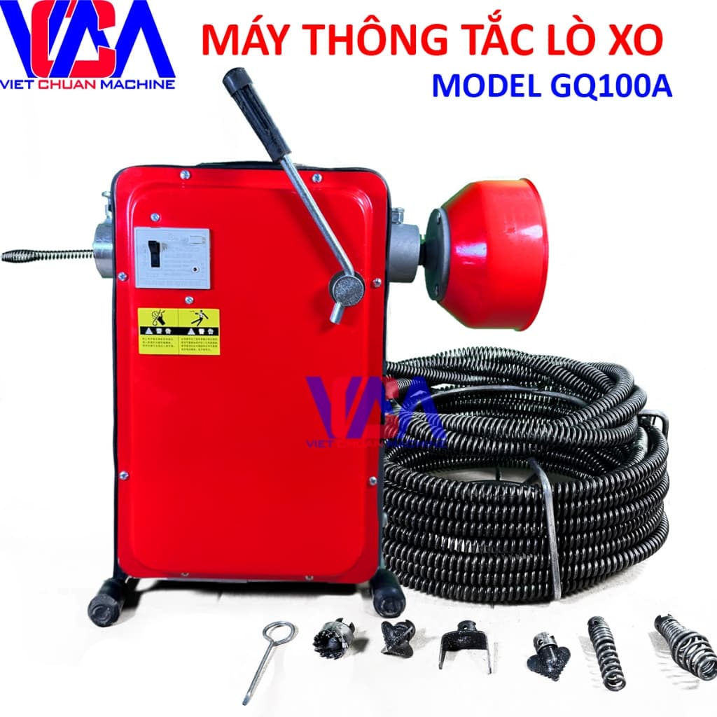 Máy thông tắc cống lò xo GQ100a sử dụng cho gia đình nhỏ gọn, hiệu quả + kèm pk đầy đủ