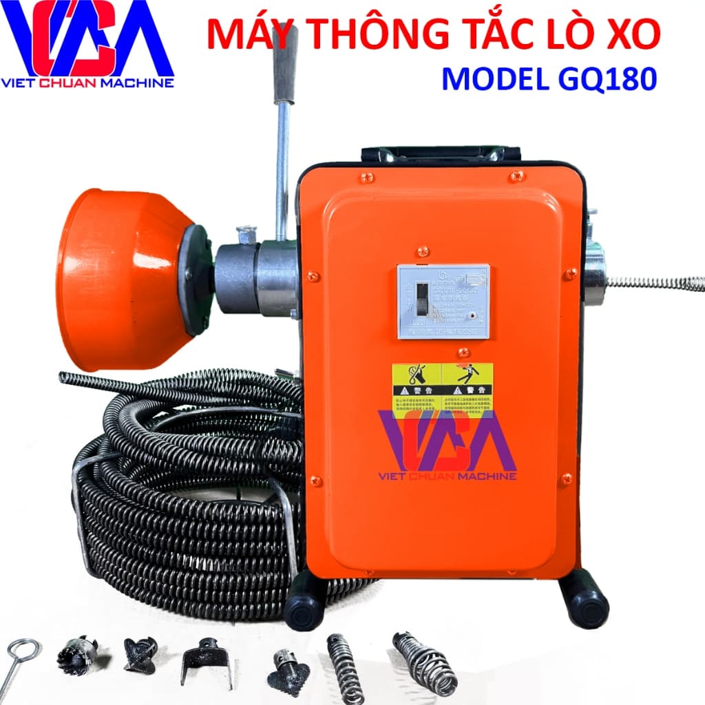 Máy thông tắc lò xo GQ180  sử dụng gia đình nhỏ gọn, hiệu quả + phụ kiện đầy đủ