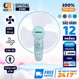 Quạt treo tường 1 dây Senko T1682 3 cánh công suất 47W chính hãng bảo hành 24 tháng 1