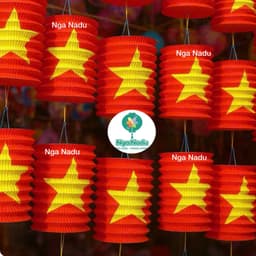[Giấy - Hình Trụ ống ] Đèn lồng Đỏ SAO VÀNG Việt Nam trang trí nhà hàng,quán cà phê,trường học,khai giảng,lễ hội sự kiện 1
