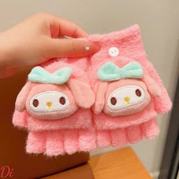 Găng tay nửa ngón cho bé 3-15 tuổi giữ ấm và chống lạnh cho bé gái Găng tay hoạt hình dễ thương 5