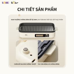 Bếp Nướng Điện Bear GR-4H15C, CS-1500W, Bếp Đa Năng Dùng Nướng, Chiên Xào Linh Hoạt, Nướng Nhanh Ít Khói Không Lo Ám Mùi 8