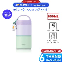 Hộp Cơm Giữ Nhiệt 2 Ngăn LocknLock LHC8055VOL 850ml, Hàng Chính Hãng, Kèm Muỗng - JoyMall 1