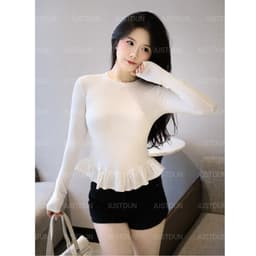 Áo Thun Nữ Dài Tay Ôm Body JUSTDUN 405 - Phối Viền Bèo Xinh, Cotton Mịn Cao Cấp, Tôn Dáng 5