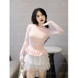 Áo Thun Nữ Dài Tay Ôm Body JUSTDUN 405 - Phối Viền Bèo Xinh, Cotton Mịn Cao Cấp, Tôn Dáng 7
