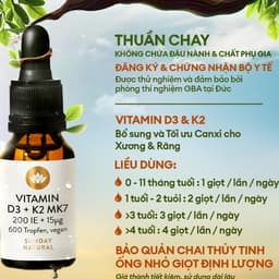 Sunday Natural - VITAMIN D3 + K2 MK7 200 IU + 15µg  cho trẻ em 0-4 tuổi 2