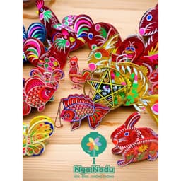 Đèn lồng Giấy kiếng Truyền thống-đèn Trung Thu hình con vật dân gian cá chép,thỏ,gà,kỳ lân trang trí lễ hội,siêu thị 6