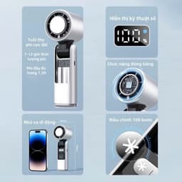 Quạt sò lạnh K801 – Pin 6000mAh – 100 cấp độ gió – Tích hợp đèn pin 2