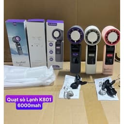 Quạt sò lạnh K801 – Pin 6000mAh – 100 cấp độ gió – Tích hợp đèn pin 3