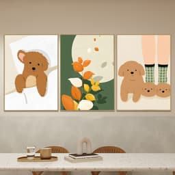 Bộ 3 Tranh Canvas Treo Tường Mèo Dễ Thương, Trang Trí Phòng Ngủ, Phòng Bếp, HomestayTranh vải 7