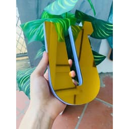 Chữ Nổi Gương Vàng  cao 20cm dày 2cm In Hoa Dán Tường Trang Trí Shop - Chữ Decor Biển quảng cáo Chất Liệu Fomex Alu 8