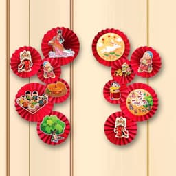 Set 6 quạt bộ vui tết trung thu decor quán,nhà cửa dịp trung thu 1