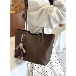 Túi tote nữ da PU bản to Hàn Quốc - Túi công sở đeo vai đi học, đi làm kèm charm gấu dễ thương  VINBEO 7