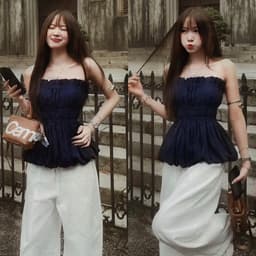 Áo cúp ngực Nữ dáng pelum bí phồng chất gió sần OLD SCHOOL, đi biển , đi chơi phong cách mẫu mới 2025 m6021 1