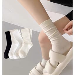 Set 5 Đôi Tất Cổ Cao, Vớ Nữ Vải Cotton Mềm Co Giãn Thời Trang Hàn Quốc 1