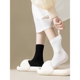 Set 5 Đôi Tất Cổ Cao, Vớ Nữ Vải Cotton Mềm Co Giãn Thời Trang Hàn Quốc 2