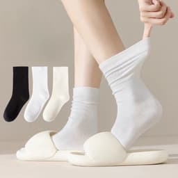 Set 5 Đôi Tất Cổ Cao, Vớ Nữ Vải Cotton Mềm Co Giãn Thời Trang Hàn Quốc 7