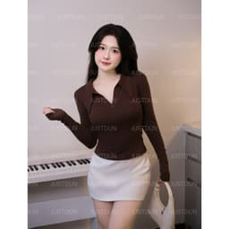 Áo Thun Polo Cổ Sơ Mi Ôm Body Nữ JUSTDUN B60 - Dài Tay, Cotton Mịn, Mềm Mại, Co Giãn 4 Chiều 8