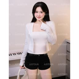Áo Khoác Cardigan JUSTDUN 201 Nữ - Dáng Vừa, Vải Cotton Mịn, Mềm Mại, Thoáng Mát, Co Giãn Êm Ái 5