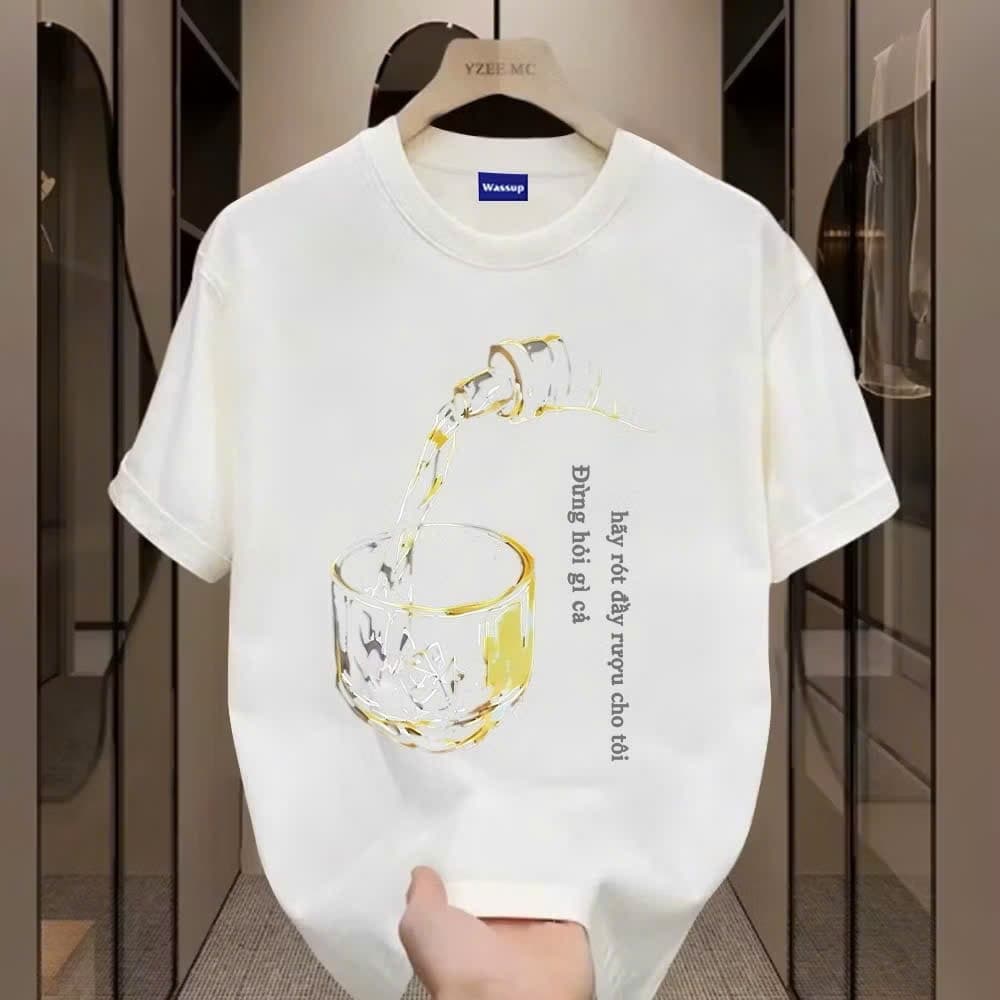Áo thun Unisex Nam Nữ in hình WINE, chất cotton 100% - BOONE - BNE00250
