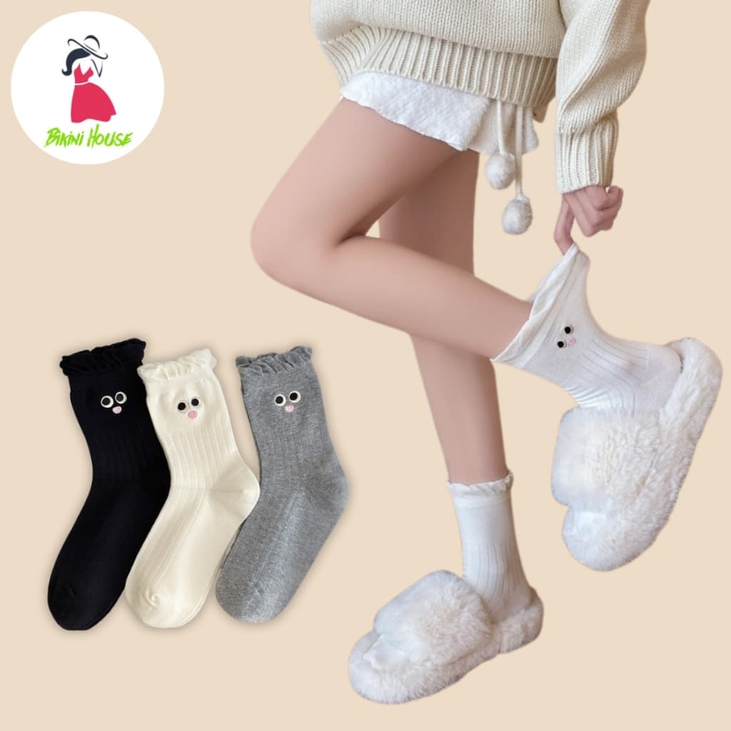 Tất Vớ Nữ Cổ Bèo Icon Mắt Tròn Cute Chất Cotton Phong Cách Hàn Quốc tt80