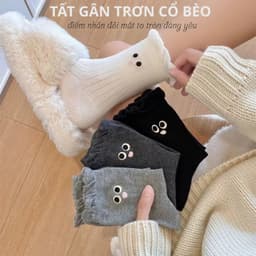 Tất Vớ Nữ Cổ Bèo Icon Mắt Tròn Cute Chất Cotton Phong Cách Hàn Quốc tt80 5