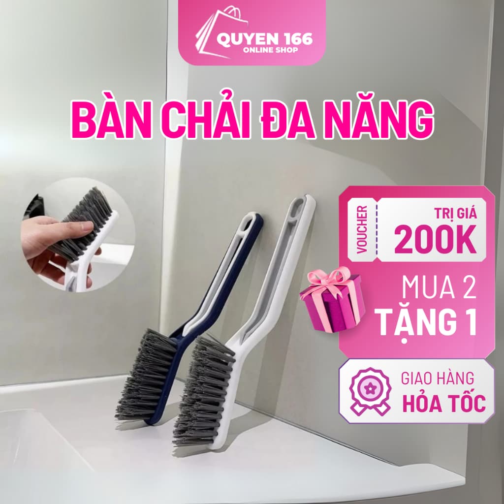 Bàn Chải Đa Năng, Bàn Chải Vệ Sinh Kẽ Hở Kèm Gắp Rác 2 IN 1 Đa Năng