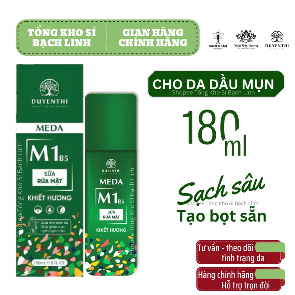 Sữa Rửa Mặt Bọt M1B5 Duyên Thị 180ML - CHO DA DẦU NHỜN, DỊU NHẸ, SẠCH SÂU - Cải tiến từ SRM Tạo Bọt Vitamin B5