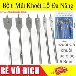 Bộ 6 𝗠ũ𝗶 𝗞𝗵𝗼𝗮𝗻 khoét lỗ gỗ nhựa đa năng hình đuôi cá chuôi lục giác 6mm Diy - 1