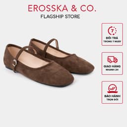 [EROSSKA] - Giày búp bê nữ quai ngang phối khóa basic cao 1cm màu nâu đậm - EL094 1