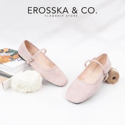 [EROSSKA] - Giày búp bê nữ quai ngang phối khóa basic cao 1cm màu nâu đậm - EL094 7