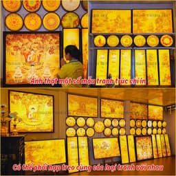 Đèn Hào Quang Phật In Tranh Trúc Chỉ Vuông Nhiều Mẫu, Trang Trí Phòng Thờ, Bàn Thờ Treo Tường 6