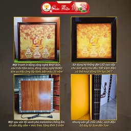 Đèn Hào Quang Phật In Tranh Trúc Chỉ Vuông Nhiều Mẫu, Trang Trí Phòng Thờ, Bàn Thờ Treo Tường 3