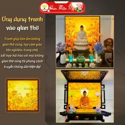 Đèn Hào Quang Phật In Tranh Trúc Chỉ Vuông Nhiều Mẫu, Trang Trí Phòng Thờ, Bàn Thờ Treo Tường 4