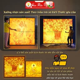 Đèn Hào Quang Phật In Tranh Trúc Chỉ Vuông Nhiều Mẫu, Trang Trí Phòng Thờ, Bàn Thờ Treo Tường 5