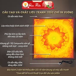 Đèn Hào Quang Phật In Tranh Trúc Chỉ Vuông Nhiều Mẫu, Trang Trí Phòng Thờ, Bàn Thờ Treo Tường 2