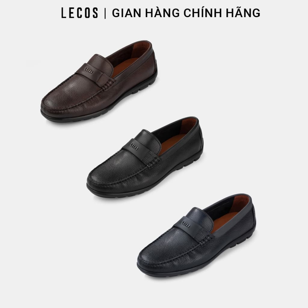 Giày Moccasin Nam LECOS LG50 Da Bò Thật Lót Thoáng Khí Khử Mùi Tốt