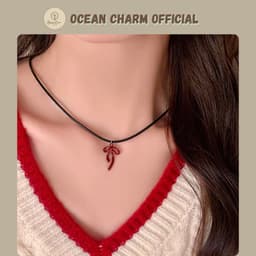 [Sẵn] Vòng Cổ Dây Chuyền Mặt Nơ Đỏ - Phụ Kiện Trang Sức Dây Chuyền Unisex | Ocean Charm 6