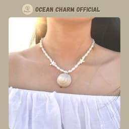 Vòng Cổ Dây Chuyền Ngọc Trai Nhân Tạo Mặt Ốc Sò - Quà Tặng Vibe Ocean Charm, Thanh Lịch, Phong Cách Hàn Quốc 7