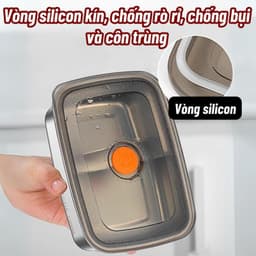 Combo 5 hộp inox dung tích 1500ml có nắp đậy nhựa silicon tiện lợi, hộp đựng thực phẩm inox, khay inox 1500ml 8