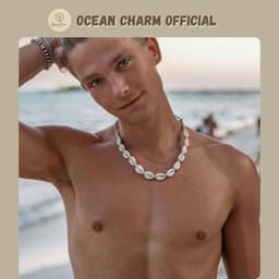 Vòng Cổ Nam Vỏ Sò Ocean Charm -  Dây Rút Dễ Điều Chỉnh Kích Thước  - Unisex - Phụ Kiện Đi Biển 2
