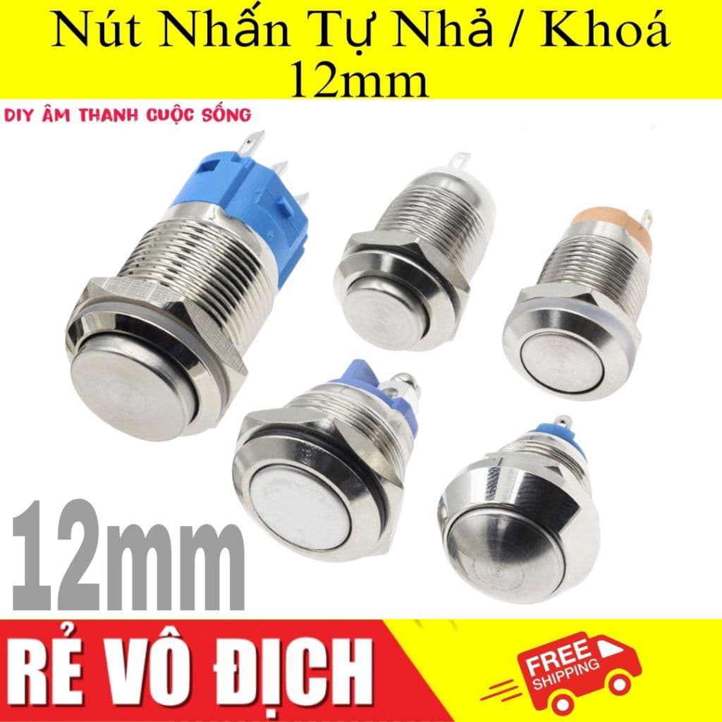 𝗖ô𝗻𝗴 𝘁ắ𝗰 𝟭𝟮𝗺𝗺 Nút nhấn Khoá / Nhấn Tự Nhả chân hàn Diy -