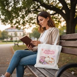Túi Canvas, Túi Vải, Túi ToTe Dài 38cm x Rộng 33cm In Hình Bộ Sưu Tập Mèo Chất Liệu Cotton 1