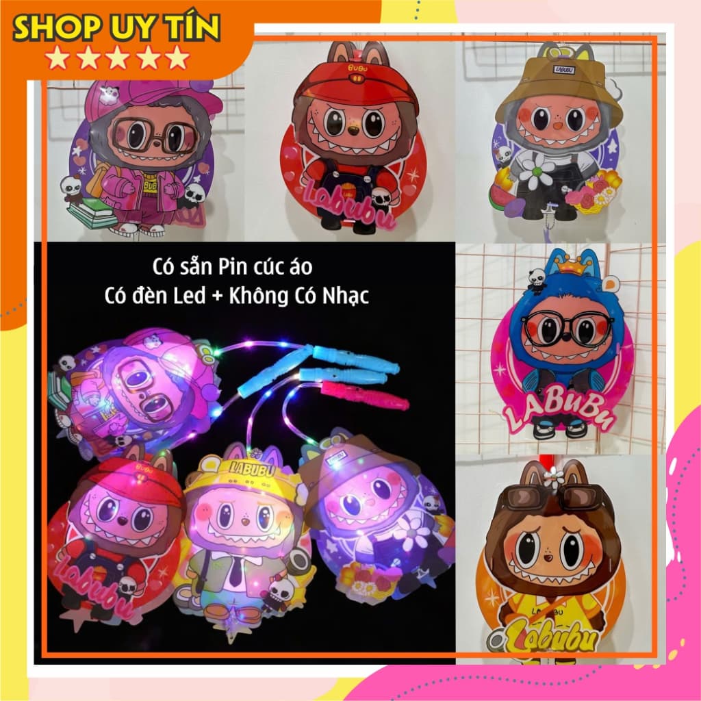 [Có đèn Led] Đèn Lồng đèn Trung Thu  2 mảnh Hình Labu.buu Dễ Thương